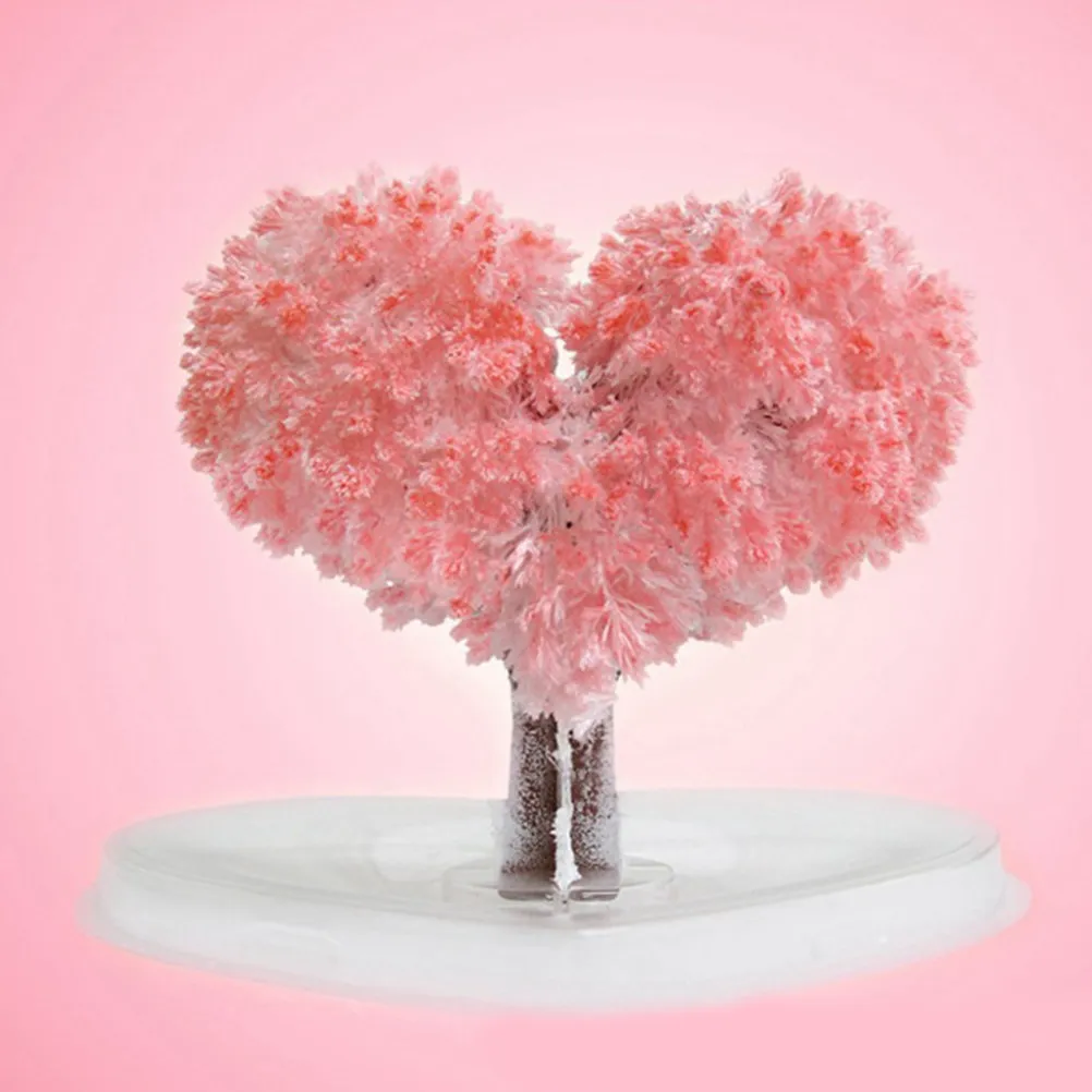

2 Sets Heart-Shaped Growing Paper Tree Safe Gentle Material Fun Kids DIY Blossoming Love Tree Decoration Gift for Couple