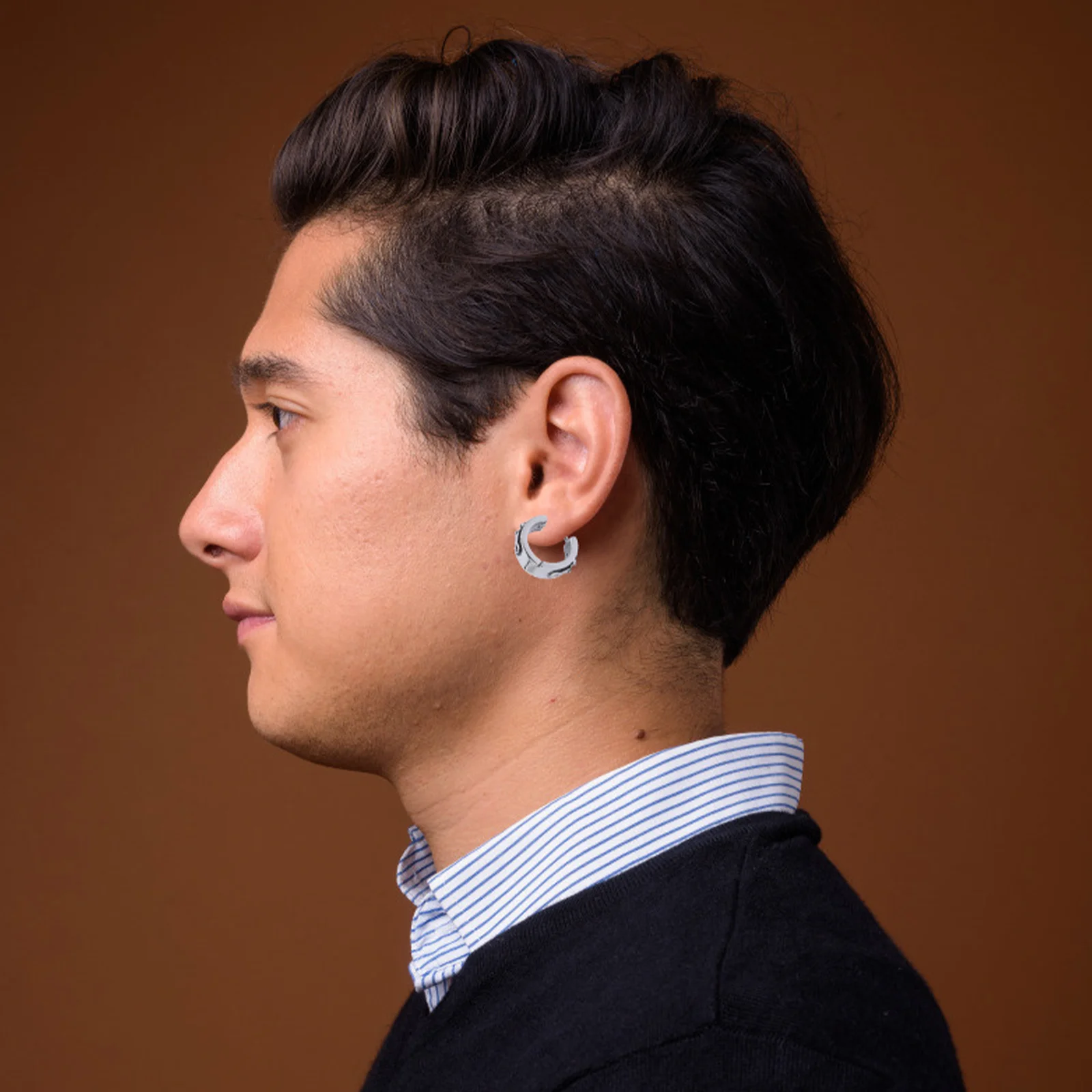 

2pcs 1 Pair Retro Titanium Steel Ear Rings Vintage Earrings For Men Lightweight Dangle Earrings Stylish Punk Jewelry Silver Ear