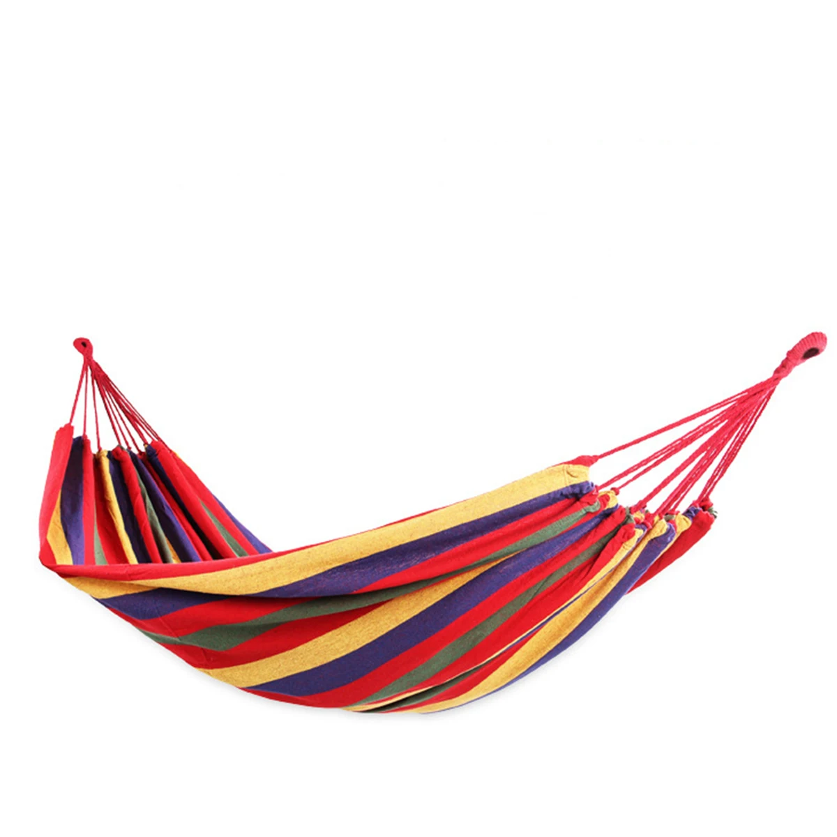 

Outdoor Leisure Portable Multi-functional Hammocks Canvas Stripe Rainbow Swing for Camping Backpacking Travel (Red)