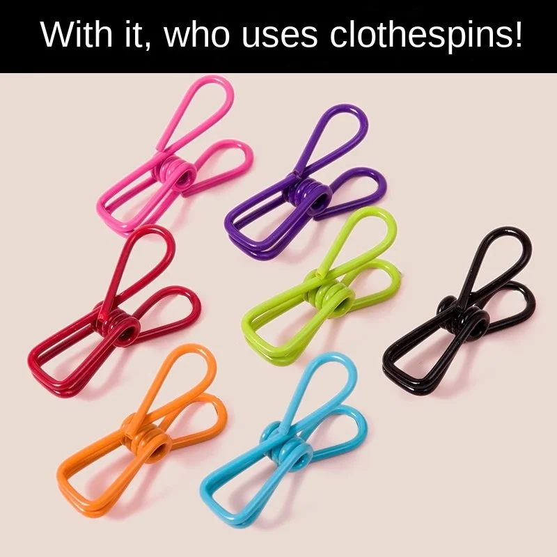 1451 Durable Plastic-Coated Metal Clothespins for Socks & Garments Drying Food bag clip 10PCS/pack
