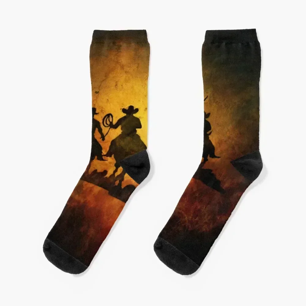 Wild West Cowboys Socks floral Soccer Run halloween Women Socks Men's winter thermal Run anti-slip Socks Female Men's