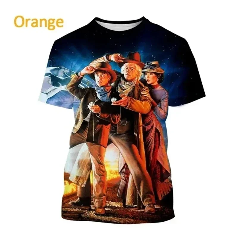 Movie Back To The Future 3D Print T-shirt Men's Hip Hop Harajuku Style Street Round Neck  Short-sleeved Cosplay Men's Clothing