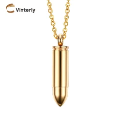 Vinterly Punk 5 Colors Stainless Steel Cremation Pendant Necklaces Pets Keepsake Urns for Ashes Gold-color Jewelry Waterproof