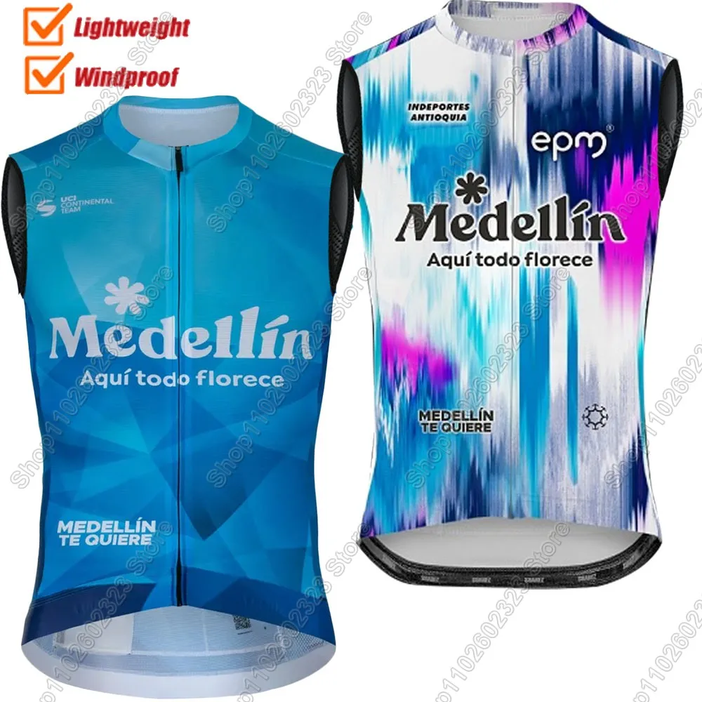 

2025 Medellín Team Wind Vest EPM-Clolmbia Cycling Vest Summer Men Windproof Lightweight Sleeveless Cycling Jersey Gielt