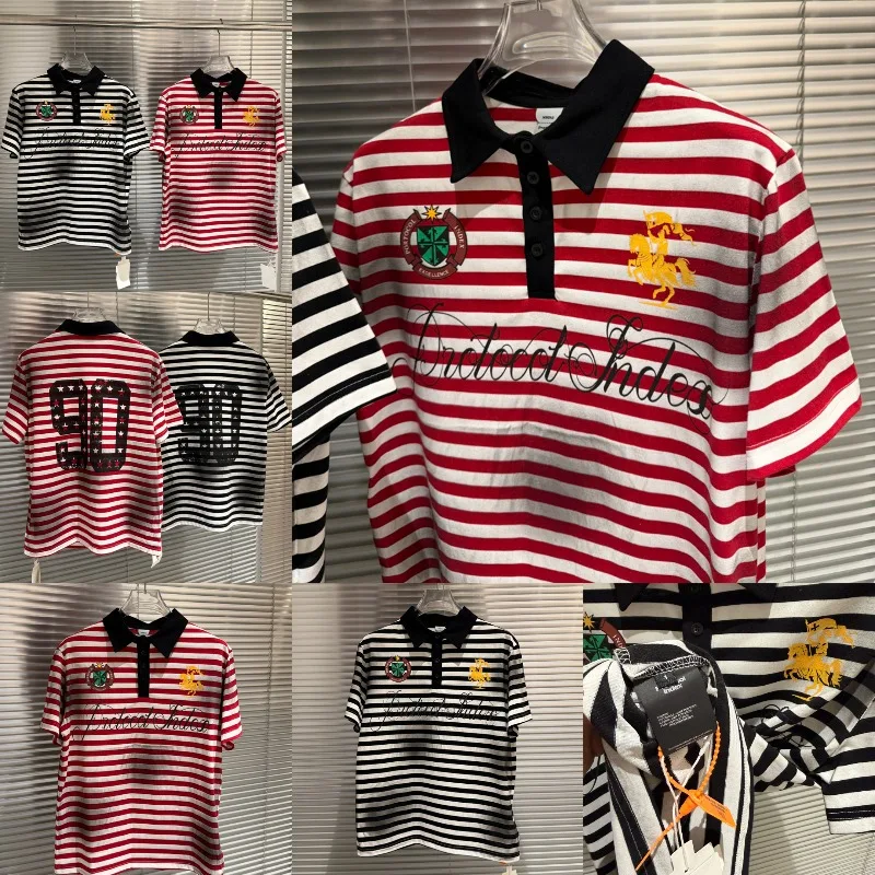 26SS Summer New High Quality Striped PROTOCOL T-Shirt High Street Trend Brand Men's Women's Short Sleeve