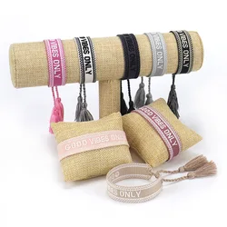 Bohemia Embroidery Letters Woven Tassel Bracelet For Women Handmade Adjustable Rope Braided Bracelet Retro Fashion Jewelry Gift