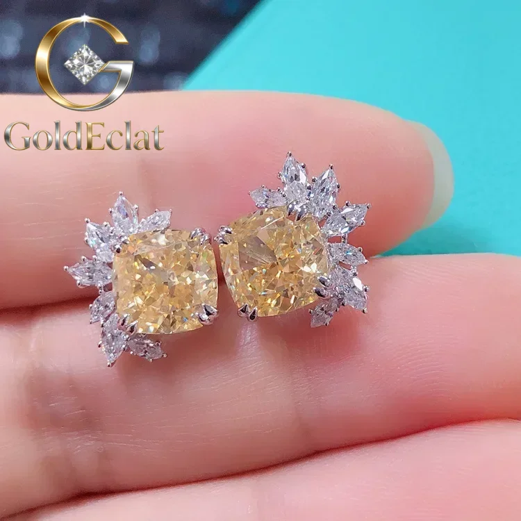 

Серьги GoldEclat класса люкс из цельного белого золота 18 карат и платины PT950, массивные квадратные, модные, роскошные женские серьги