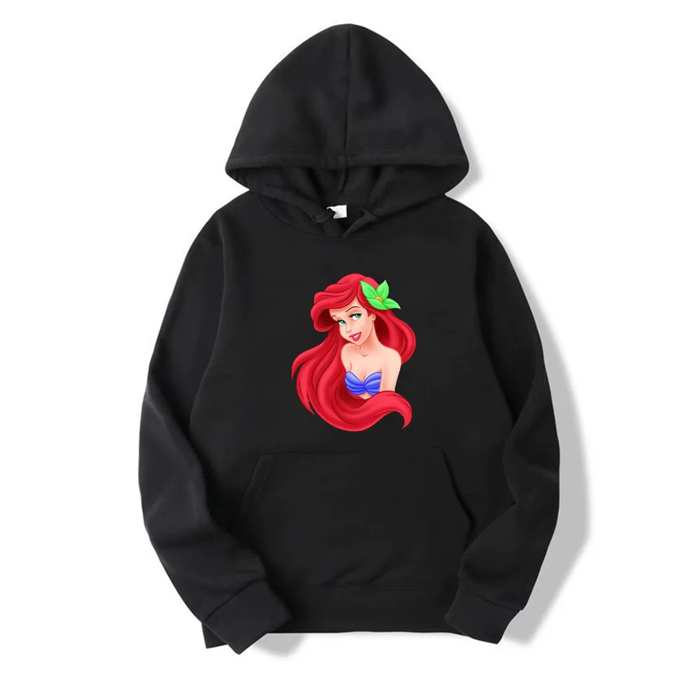 2024 Disney Mermaid Princess Women's Hoodies Y2k Tops Cartoon Fashion Sweatshirt Female Kawaii Clothes Autumn Winter Streetwear