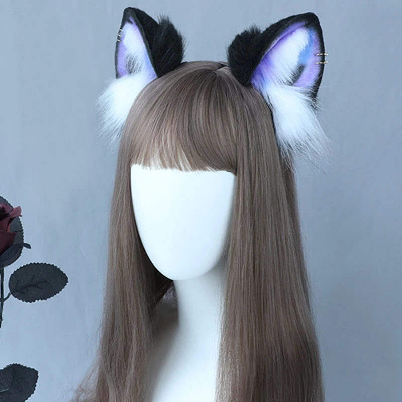 A2ES for Creative Plush Hair Hoop Simulation Animal Ears Headband Furry Headpiece Animal for Cat Ears Headwear for Women Girl