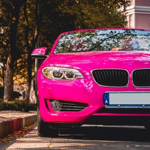Imagen 2 del producto Pegatina de coche Ultra brillante Magenta sin burbujas película de vinilo PET Auto DIY calcomanía vehículo cuerpo autoadhesivo pegatina accesorios de coche