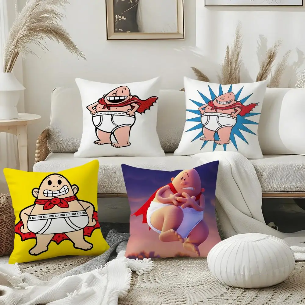 Captain Underpants Cushion Cover Pillow Case Plush Fabric Soft Double Sided Print Home Sofa High Quality Cushion