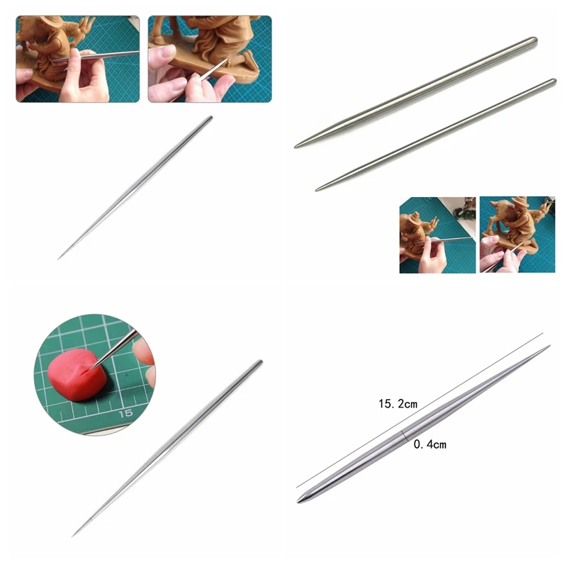 Pottery Modeling Stick Acupressure Texture Creasing Indentation Sharp Pottery Clay Tool Stainless Steel Pottery Clay Tool