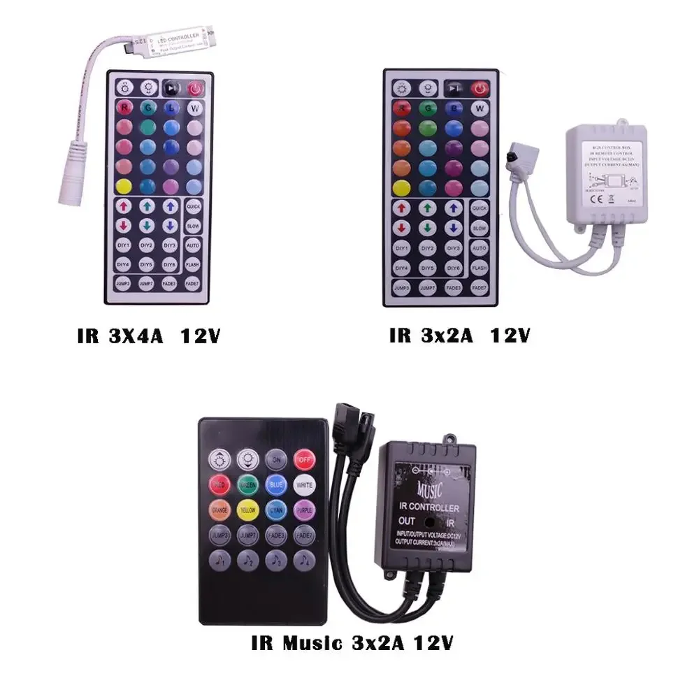 Dimmer RGB RGBW 12V 24v 24 44Key IR RF Remote Controller for  RGB RGBW 6A 12A 24A LED SMD Strip Lights