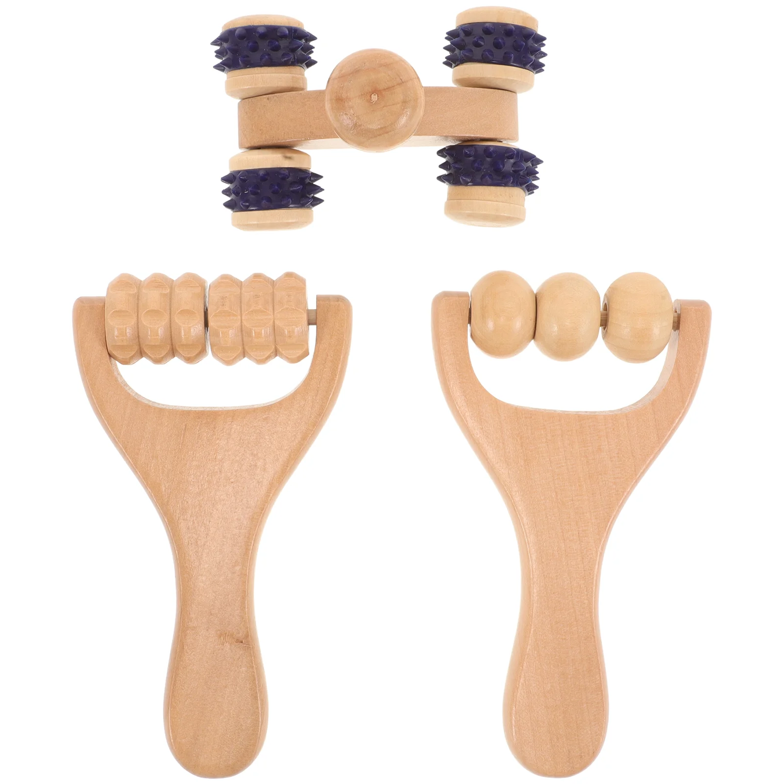 

3pcs Wood Foot Massagers Acupoint Shoulder Neck Back Massage Tools Rolling Foot Handheld Wooden Devices for Home Travel