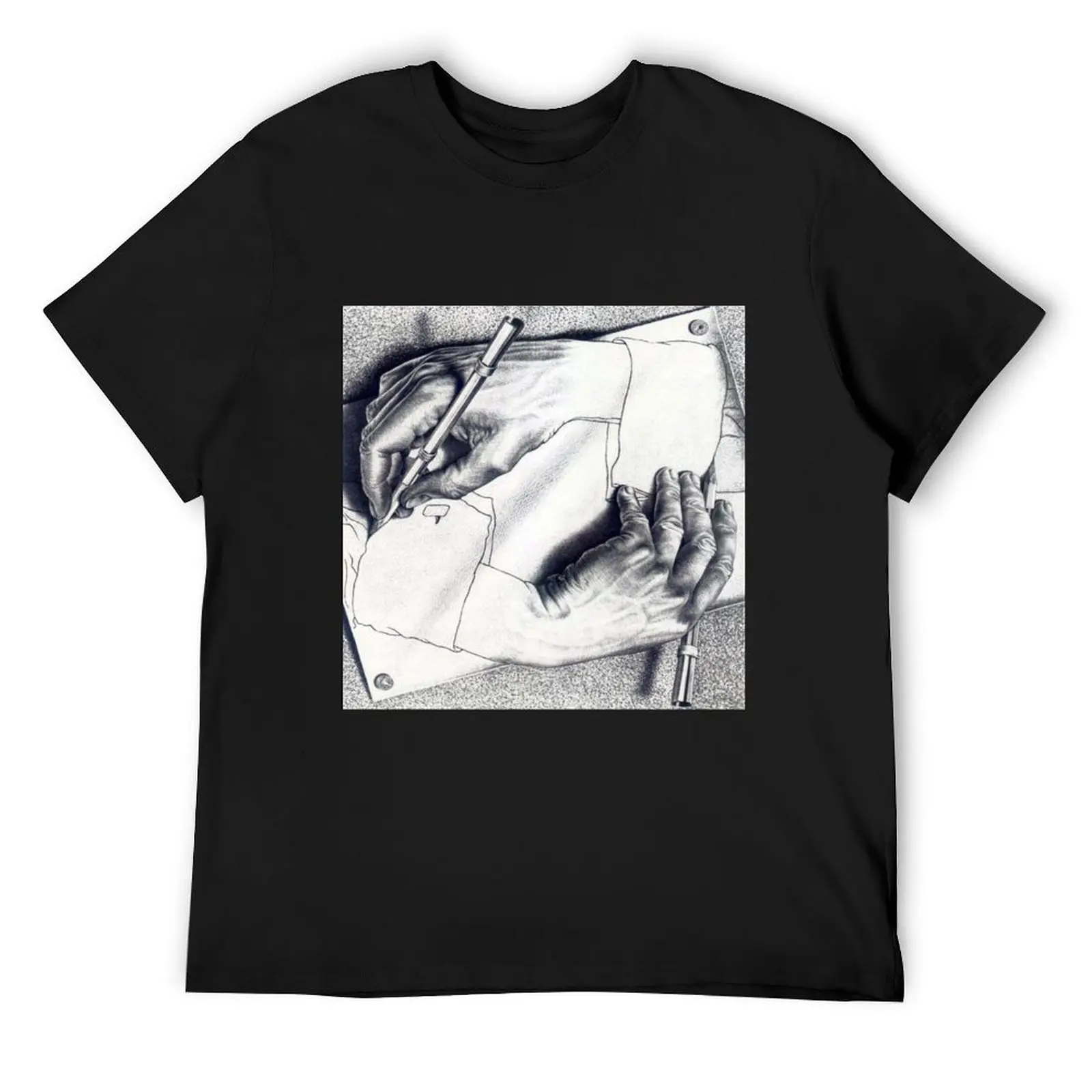 M.C. Escher - Drawing Hands T-Shirt custom shirt summer top korean fashion customizeds men clothes