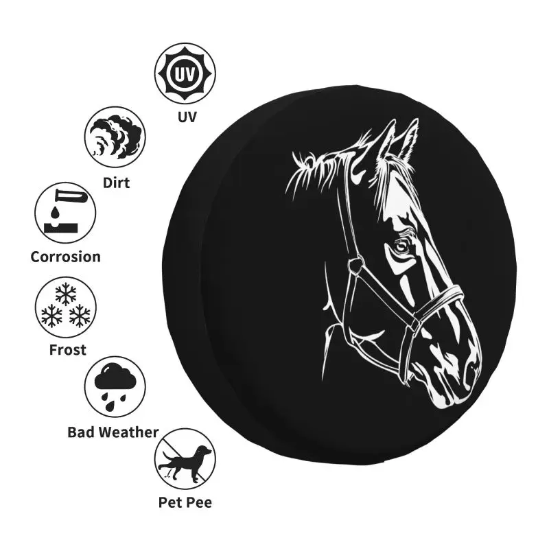 Custom Silhouette Of Horse Head Spare Wheel Tire Cover for Toyota Land Cruiser Jeep SUV 4x4 Vehicle Accessories 14\