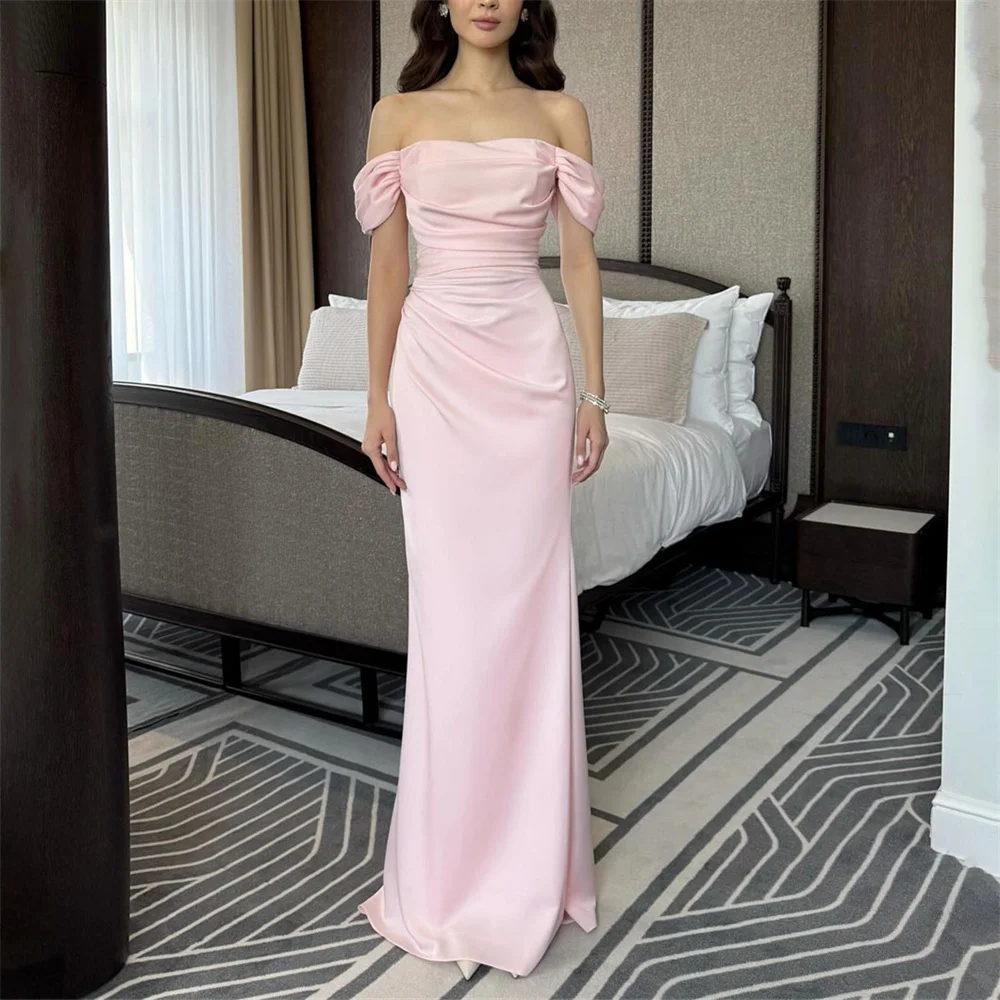 

ROYET Simple Classic Strapless Party Woman Dress Off The Shoulder A Line High Slit Floor Length Evening Dress Customized