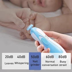 Moedor de unhas elétrico com luz LED, 6-em-1 Baby Care, apontador de unhas, 360 ° Moagem Redonda, Saudável e Higiene