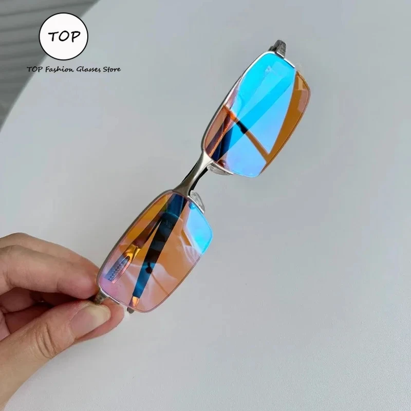 Alloy Spring Mirror Legs Outdoor Cycling Glasses Retro Half-frame UV400 Fashion Travel Men's and Women's Personality Sunglasses