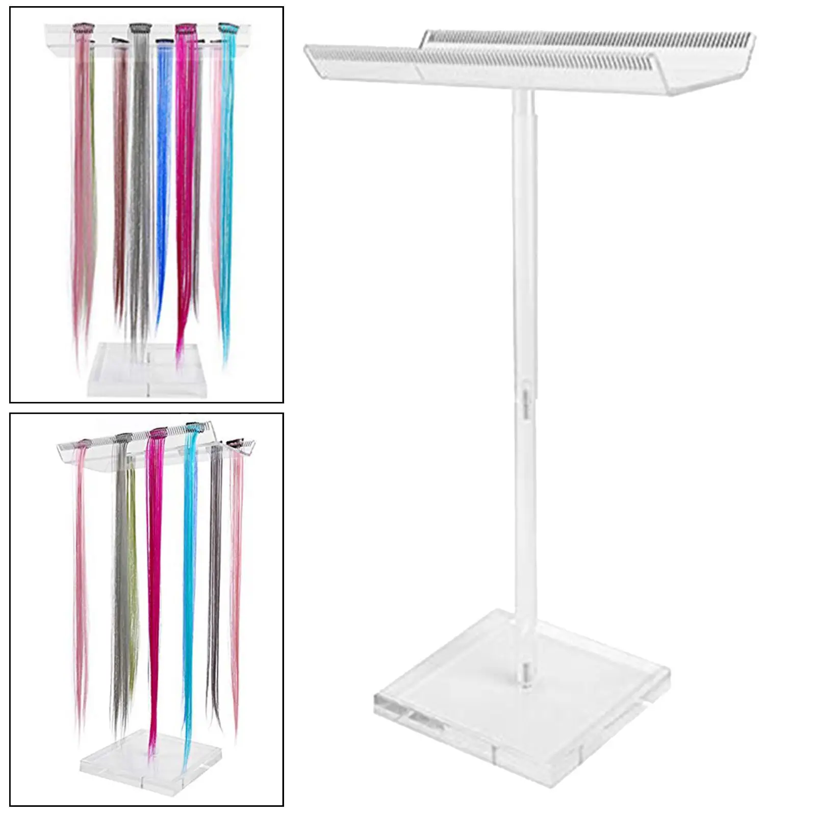 

Acrylic Hair Extension Holder Hair Extension Hanger Double Side Tooth Lightweight Transparent Wig Display Rack for Braiding