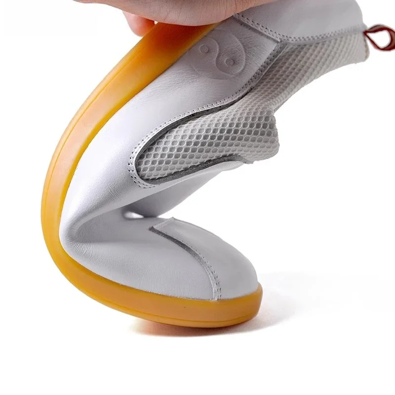 Genuine Cowhide Leather Tai Chi Shoes for Kung Fu Wushu Martial Arts Soft Flexible Sole Light weight Men Women Footwear