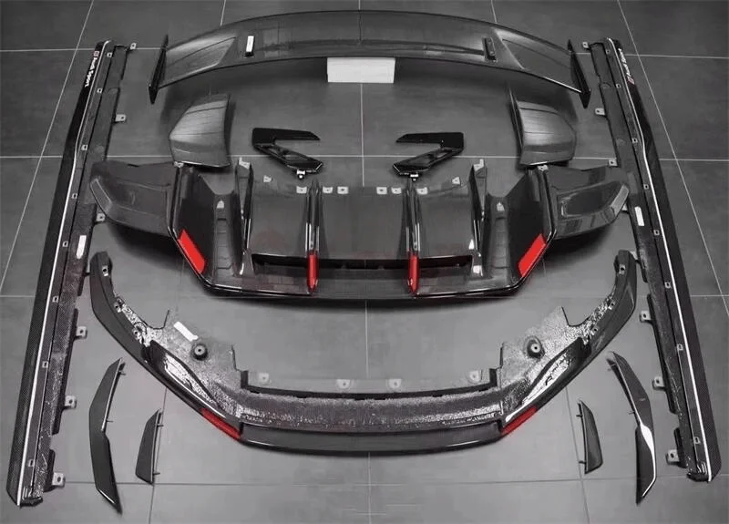 Hot Selling Rega Style for  R8 Body Kit Full Carbon Fiber Car Parts Front Bumper Front Lip Rear Diffuser Rear Spoiler