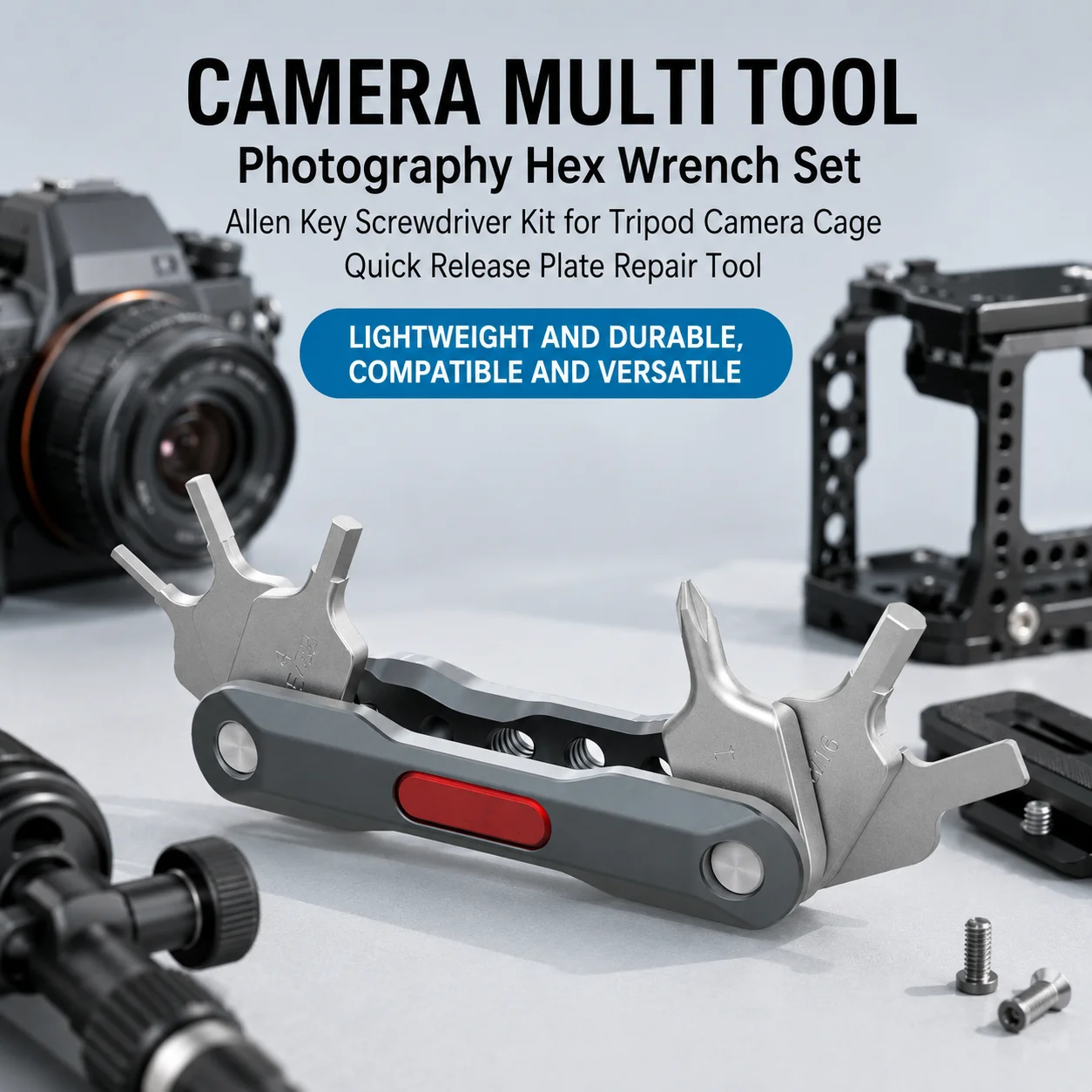 

6 in 1Camera Multi Tool Photography Hex Wrench Set Allen Key Screwdriver Kit for Tripod Camera Cage Quick Release Plate Repair T