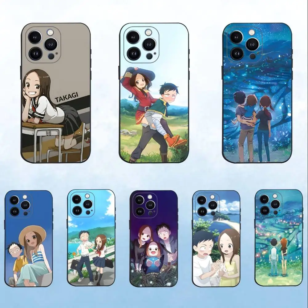 

Karakai Jozu no Takagi San Phone Case For iPhone 16,15,14,13,12,11 Plus,Pro Max,XS,X,XR,SE,Mini,8,7,Soft Silicone Black Cover