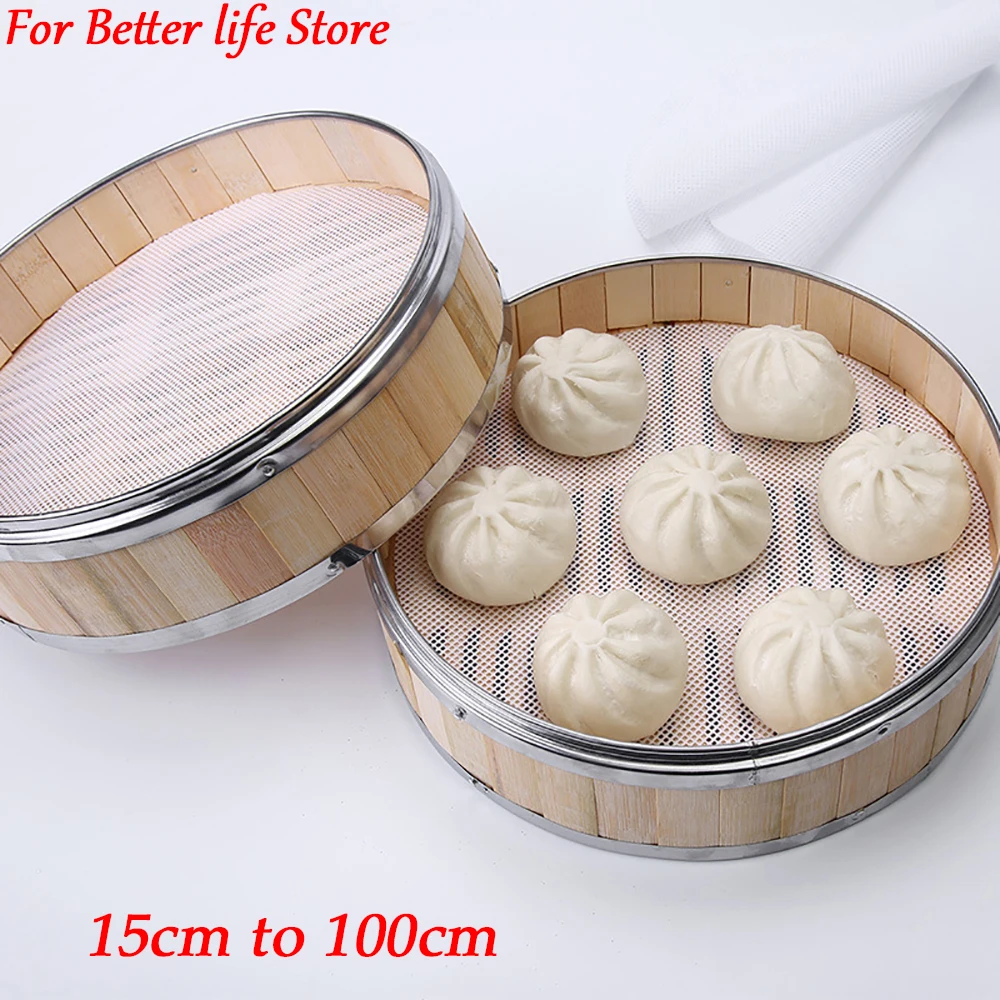 

white Round Dumplings bamboo steamer Mat paper Silicone Non Stick Pads Buns Baking Pastry Dim Sum Mesh mat Cooking Accessories