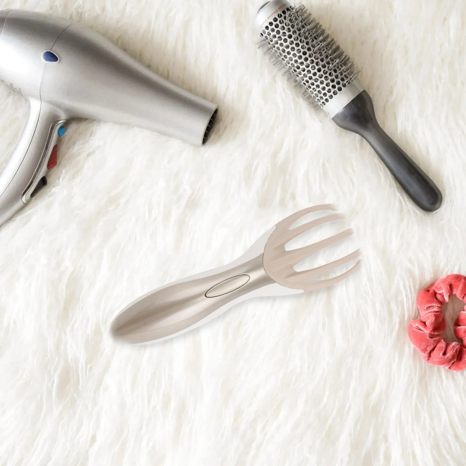 

Electric Scalp Massage Comb Gold Smooth Handle Round Tip Abs Pom Material Metal Spray Lacquer Head Stress Relief Home Use