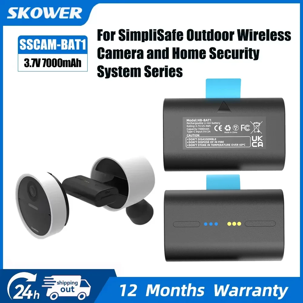Upgraded 7000mAh SSCAM-BAT1 Battery Pack for SimpliSafe Extra Wireless Outdoor Security Camera CMOB1 CM0B1 SCM301