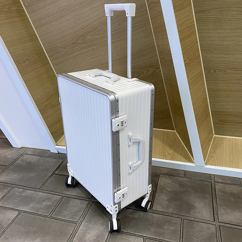 Brand Fashion Luggage Japanese style  20/24/28 inch ins mute wheel boarding travel suitcase aluminum frame trolley luggage