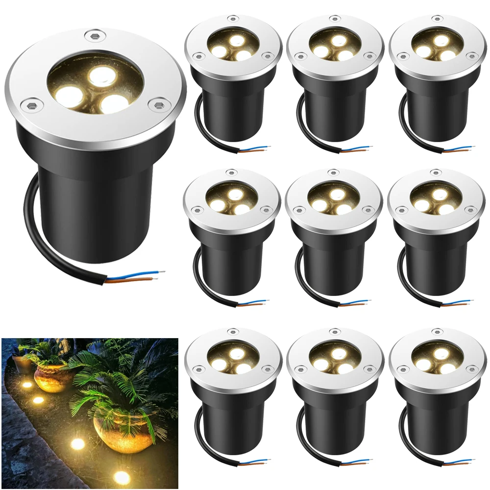 

Underground Lamps LED In-ground Light 6W Buired Light Waterproof Outdoor Warm White Landscape Light for Garden Floor Deck Step