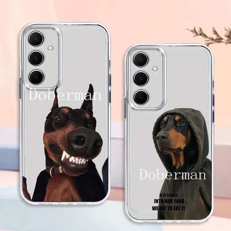 Black Dog Pattern Design For Samsung Galaxy Note 20 10 F12 M23 F23 M14 F15 M54 M55 Ultra Plus 5G TPU Transparent Phone Case