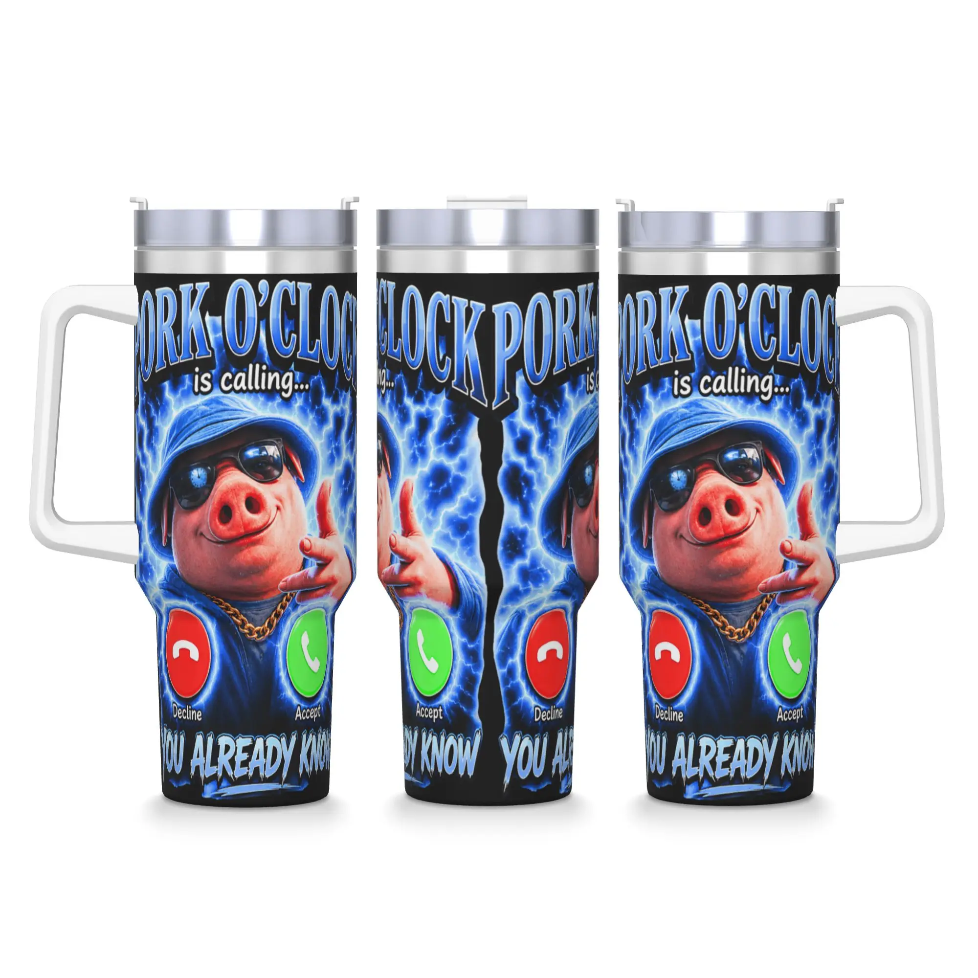 Stainless Steel Tumbler John Pork Oclock Calling Funny Meme Coffee Mug Insulated Cold and Hot Car Mugs Graphic Water Bottle