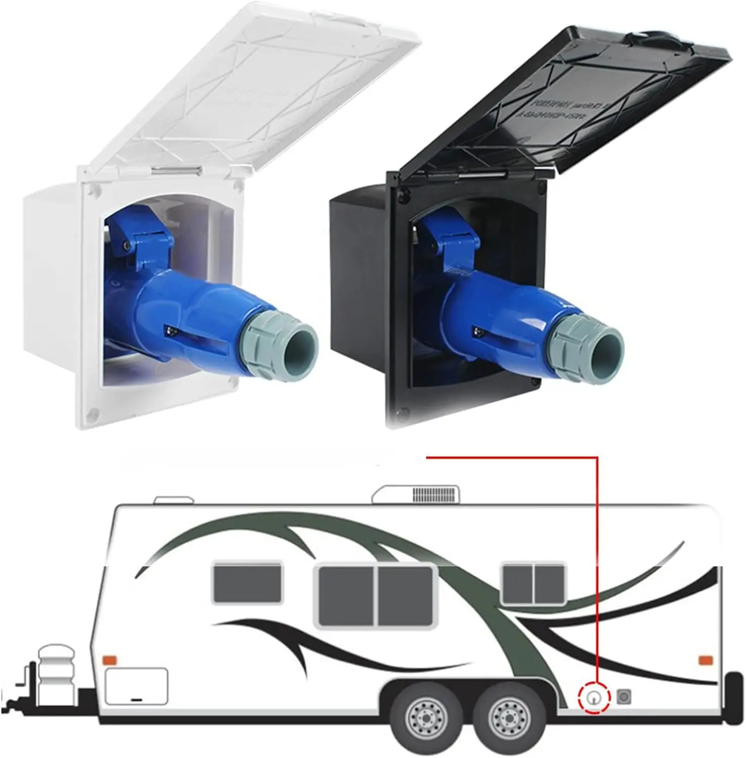 

IP44 Rated 16A Camper Hook Up Socket 220V-250V External Flush Mount Waterproof Plug For Caravan Trailer