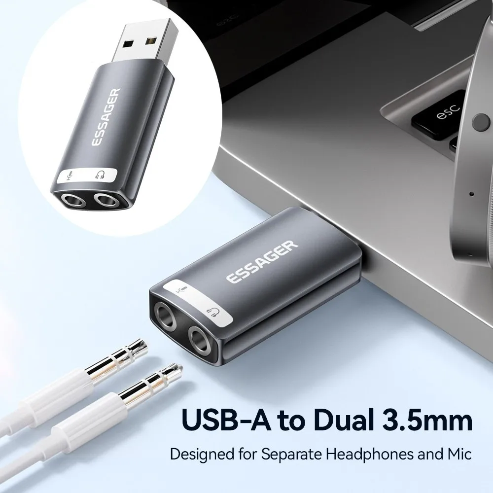 

Стереогарнитура Звуковая карта USB Профессиональный аудиоадаптер Внешняя звуковая карта Драйвер из алюминиевого сплава Бесплатная звуковая карта USB до 3,5 мм