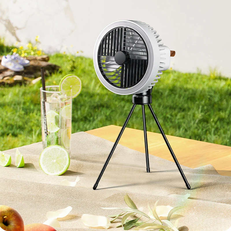 مروحة التخييم 10000mAh القابلة لإعادة الشحن سطح المكتب للخارجية المنزل اللاسلكي السقف مروحة كهربائية محمولة مع ضوء الليل ترايبود مروحة