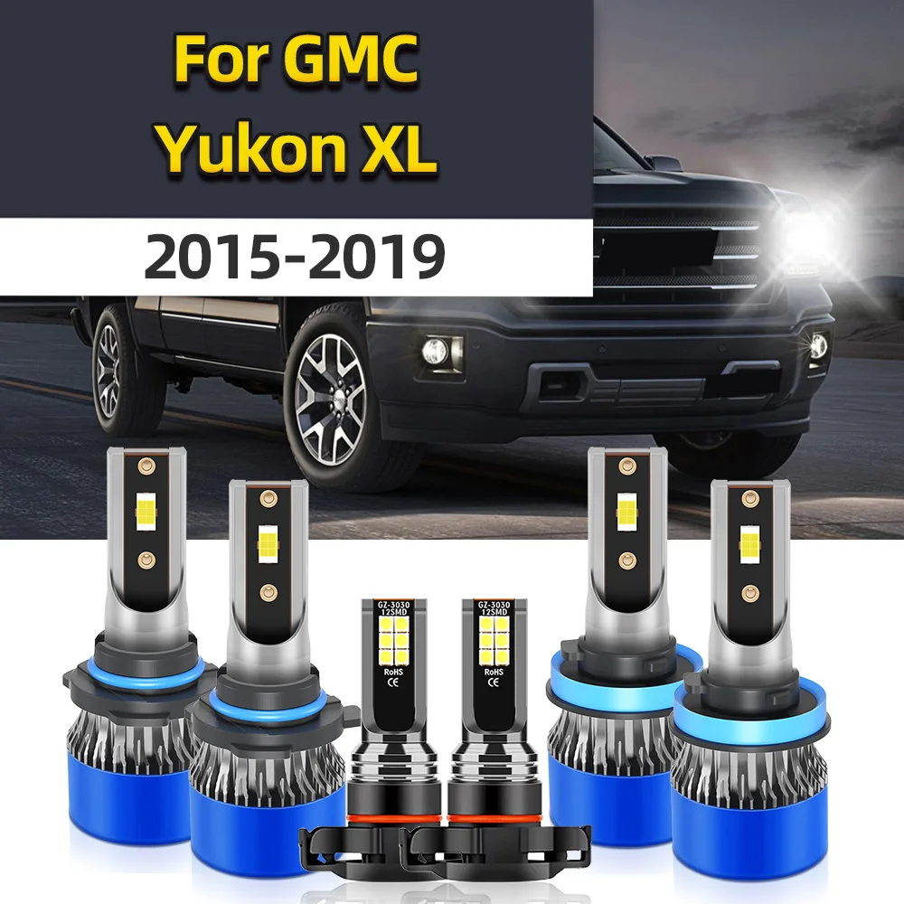 

4/6 шт. светодиодный комбинированный для GMC Yukon XL 2015 2016 2017 2018 2019 автомобильные фары дальнего ближнего света 20000LM фары 9005 H11 5202 противотуманные фары