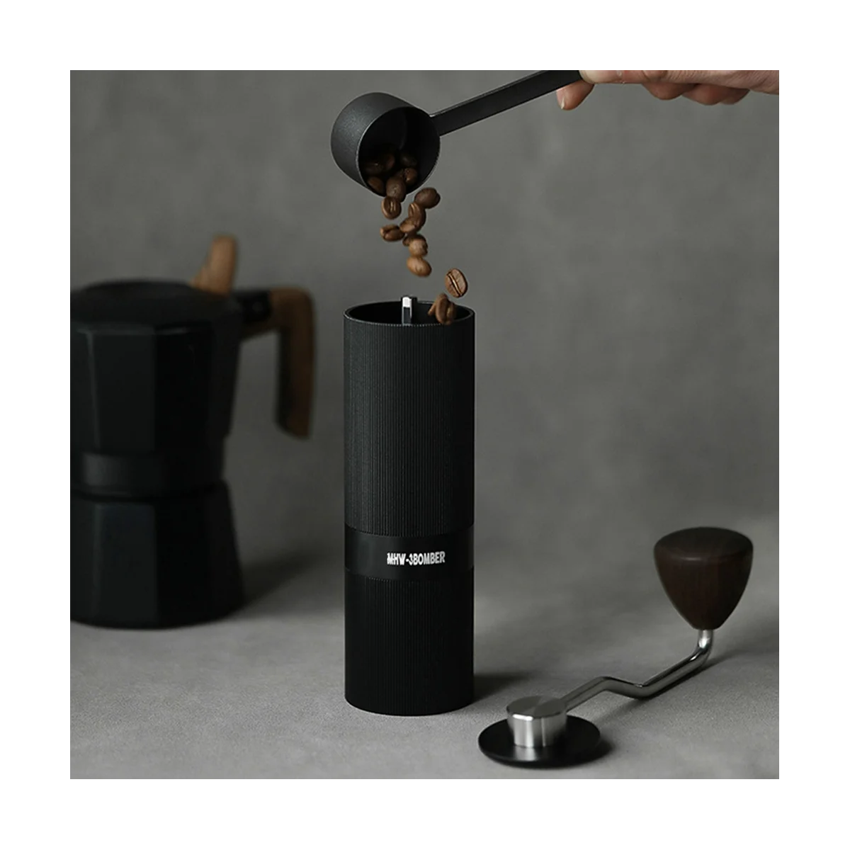 Manual Coffee Grinder with 24 Position Adjustable Espresso Machine Stainless Steel 420 Black