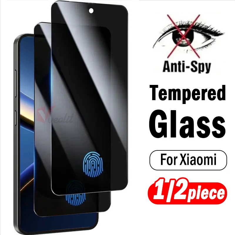 1-2 Stück Entsperren Privatsphäre gehärtetes Glas für Xiaomi Poco F7 Pro F8 Ultra Displayschutzfolie für Poco F8 Pro F7 Ultra Anti Spy Glas