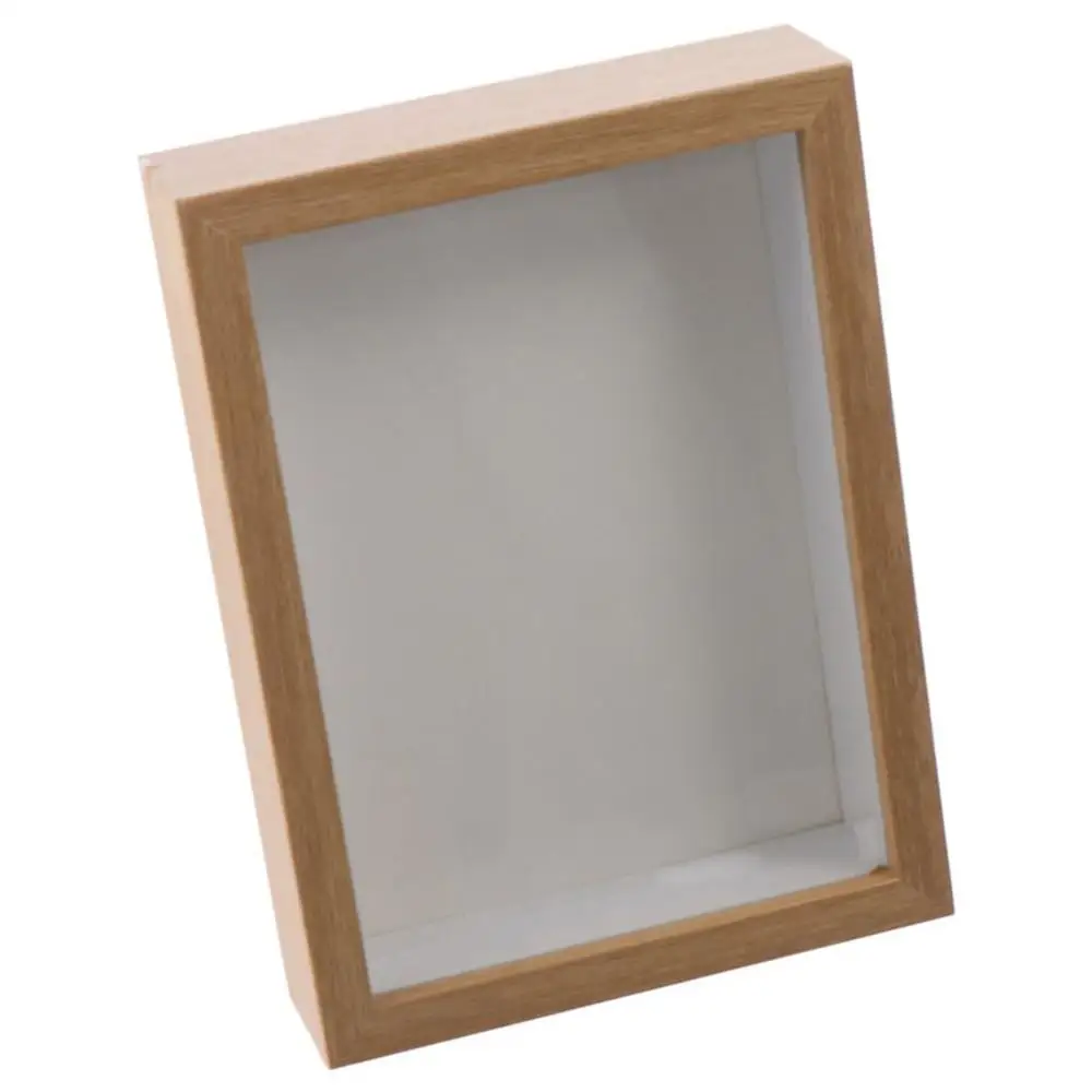 Portable Multi-size Shadow Box Frame Rectangular Natral Wood Black Wooden Photo Frame Acrylic Display Case Flora Ticket Crafts