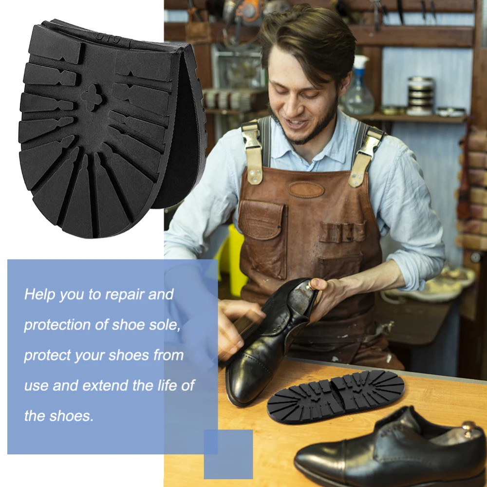 1 pc Anti Skid Rubber Shoes Bottom Heel Sole Wear Resistant Raised Grain Repair Sole Pad for Boot Leather Shoes Black 165x73x6mm