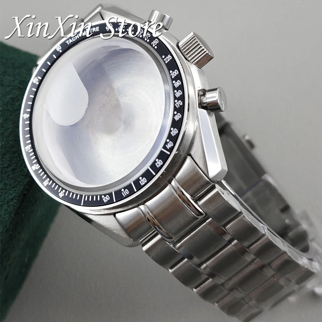 الأزرق الحافة VK63 39.7 مللي متر ساعة رجالي حافظة القمر نمط الظهر كرونوغراف ل VK63A VK63 VK64 حركة الكوارتز يناسب 20 مللي متر حزام