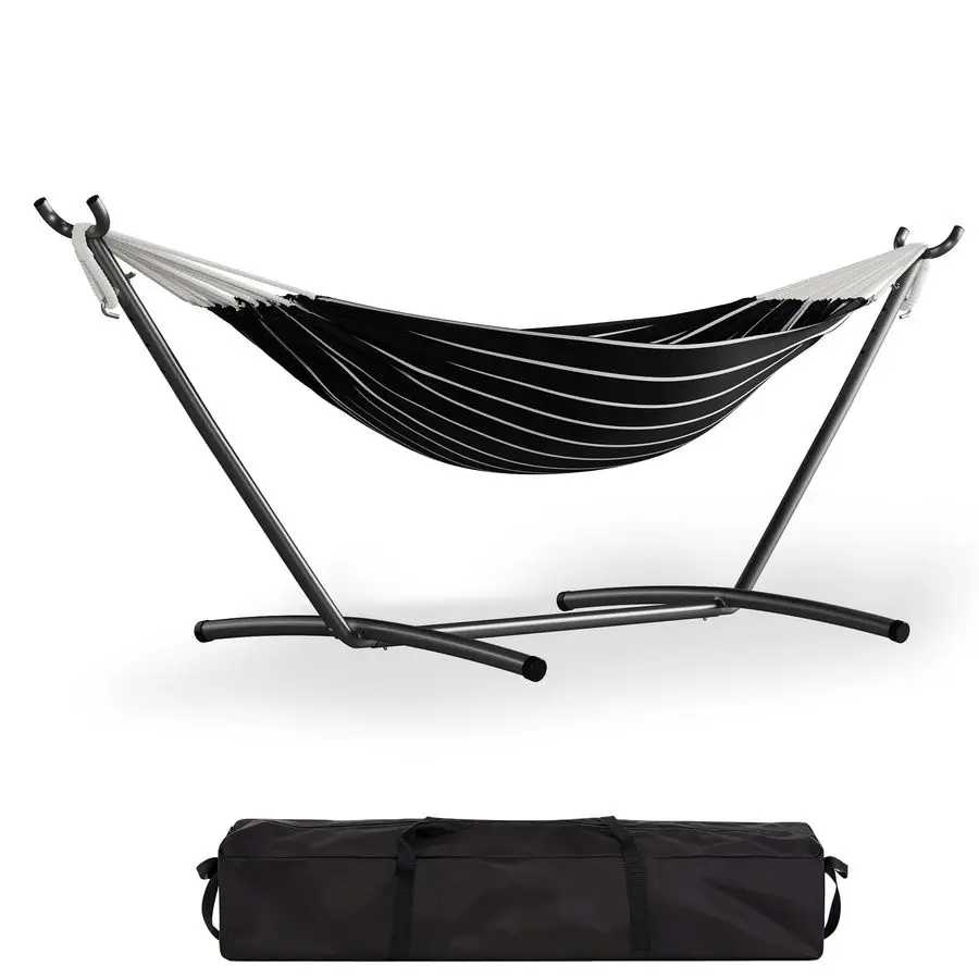 

Двойной гамак со складной стальной стойкой и сумкой для переноски, для использования в помещении и на улице, грузоподъемность 450 фунтов, для сада, кемпинга, Б