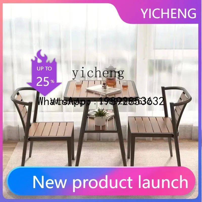 

KTZZ Occasional Table and Chair Simple Outdoor Waterproof Iron Coffee Table Window Storage Table and Chair Combination