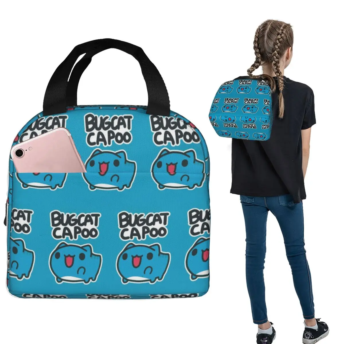 Comic Cat Bugcat Capoo Bug Cat Insulated Lunch Bag for Women Children Portable Food Boxes Thermal Lunch Box Tote