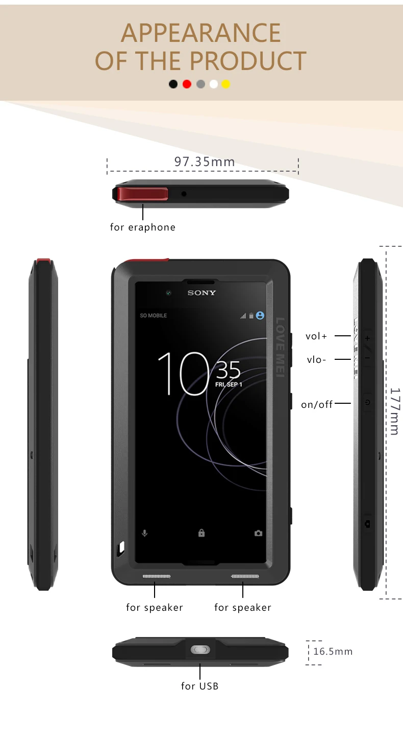 For Sony Xperia Xa1 Plus Cover Love Mei Shock Dirt Proof Water Resistant Metal Armor Cover Phone Case For Sony Xperia Xa Ultra