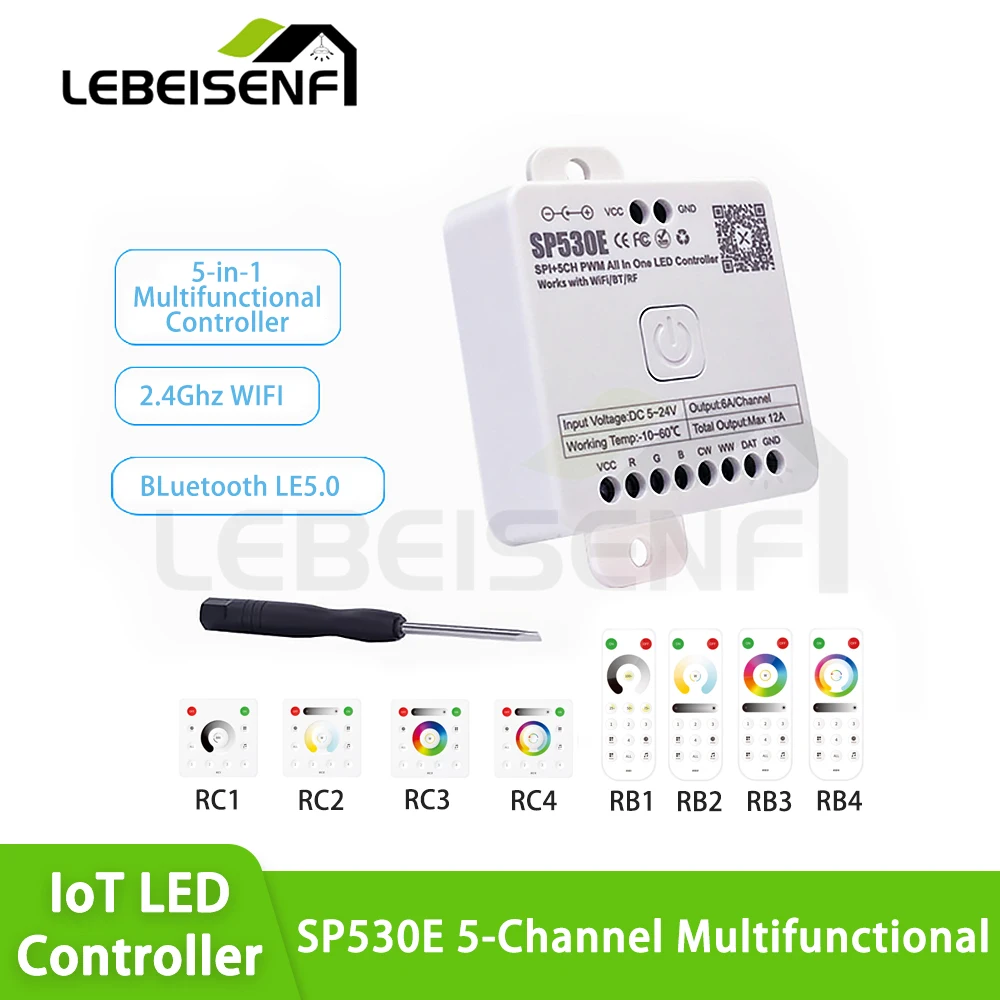 

Контроллер умного дома SP530E: двухрежимное управление светодиодами через приложение, IoT, многофункциональный чип для домашней автоматизации