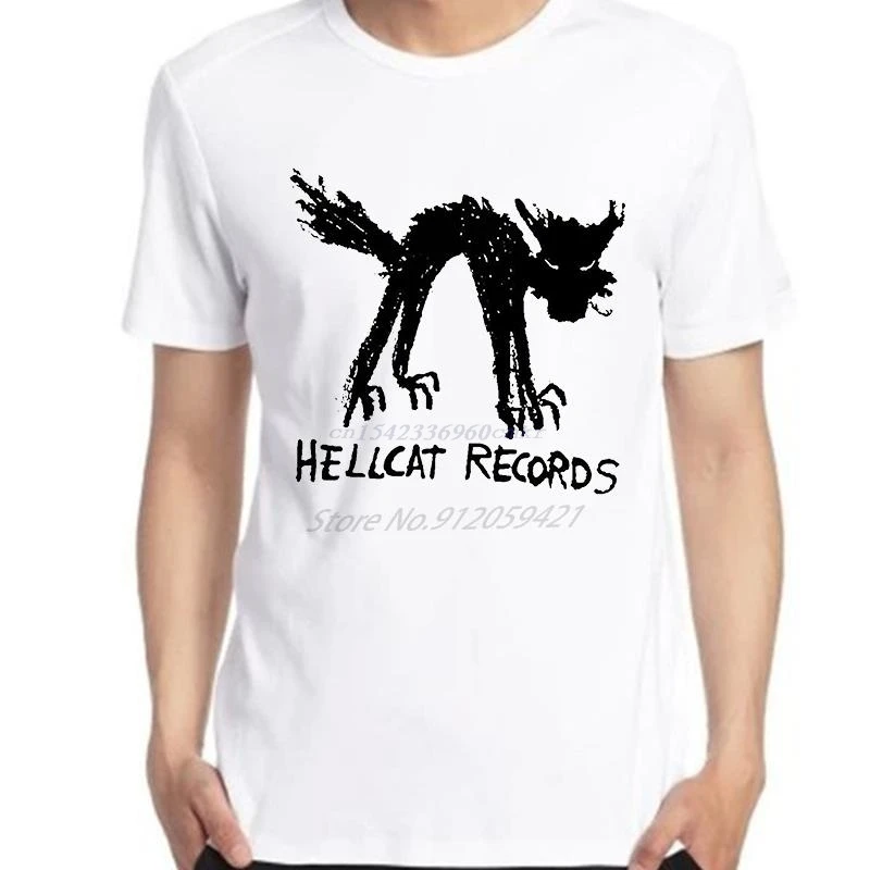 Vinyl Records Seattle Record Store Music Cat Hell Cat Unisex Black & White T-Shirt Graphic T-Shirt Summer Men\'s Clothing